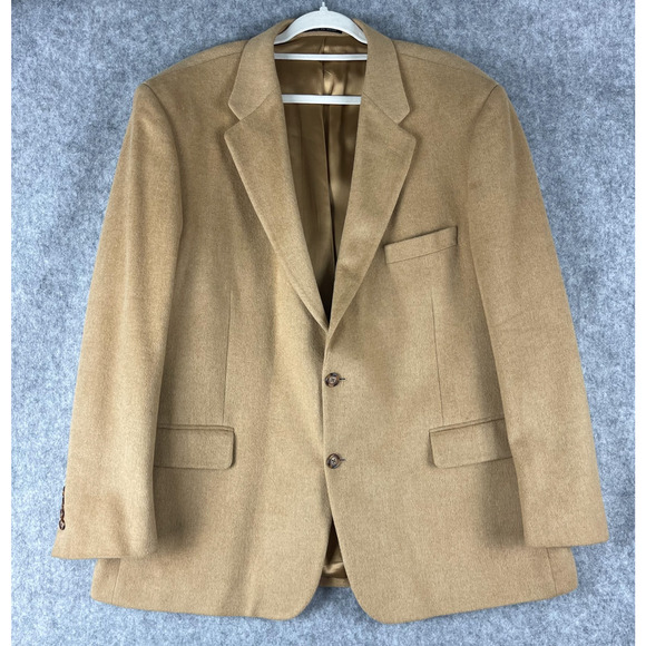 Stafford Camel Hair Blazer Sport Coat Mens 48R Beige Tan 2 Button Classic - Picture 1 of 16